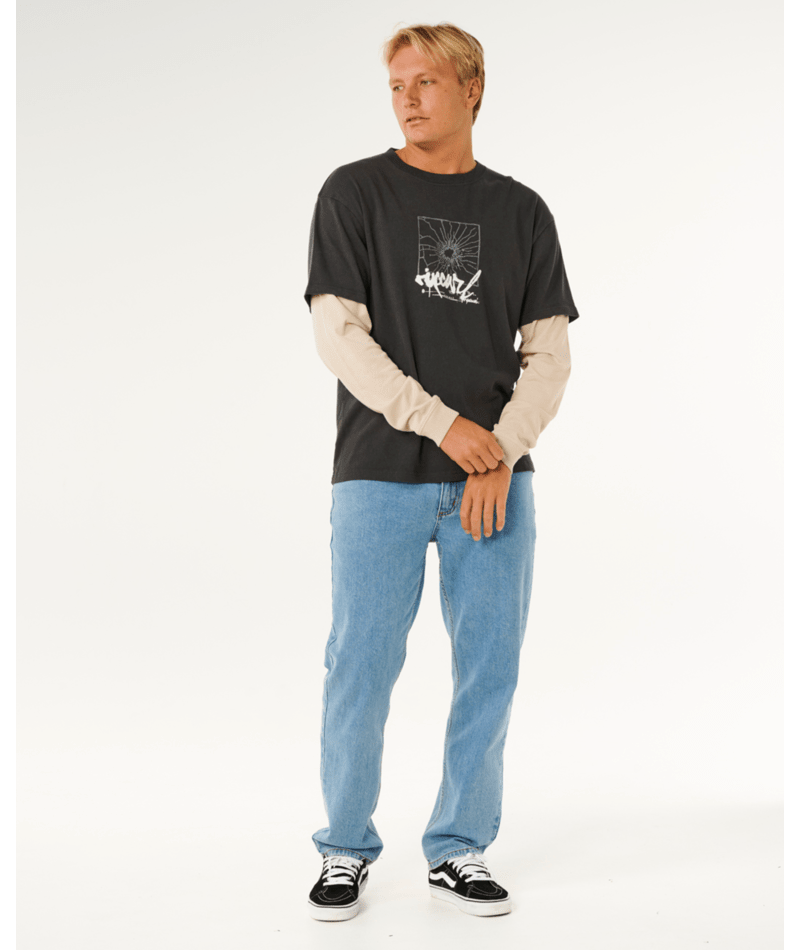 Rip Curl Inner Visions Smashed L/S Tee in WASHED BLACK