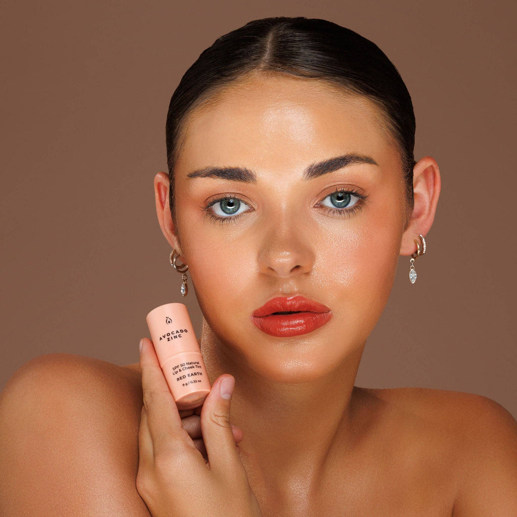 Avocado Zinc Spf 50 Natural Lip & Cheek Tint in Red Earth