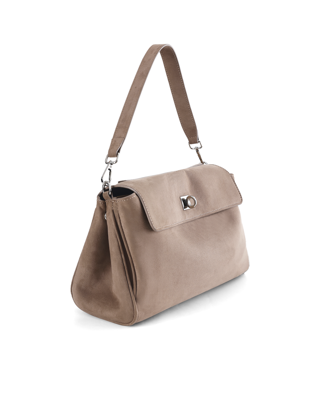 Billini VELA SHOULDER BAG in FOSSIL SUEDE-SILVER
