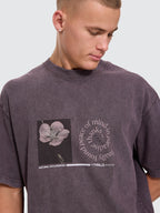 Thrills Co Natural Occurence Oversize Box Crop Tee - Purple Black Marble in Purple Black Marble