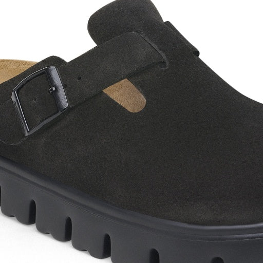 Birkenstock Boston Chunky Black Suede Leather Narrow in Black