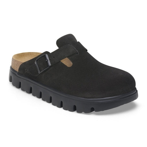 Birkenstock Boston Chunky Black Suede Leather Narrow in Black