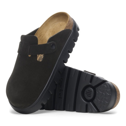 Birkenstock Boston Chunky Black Suede Leather Narrow in Black