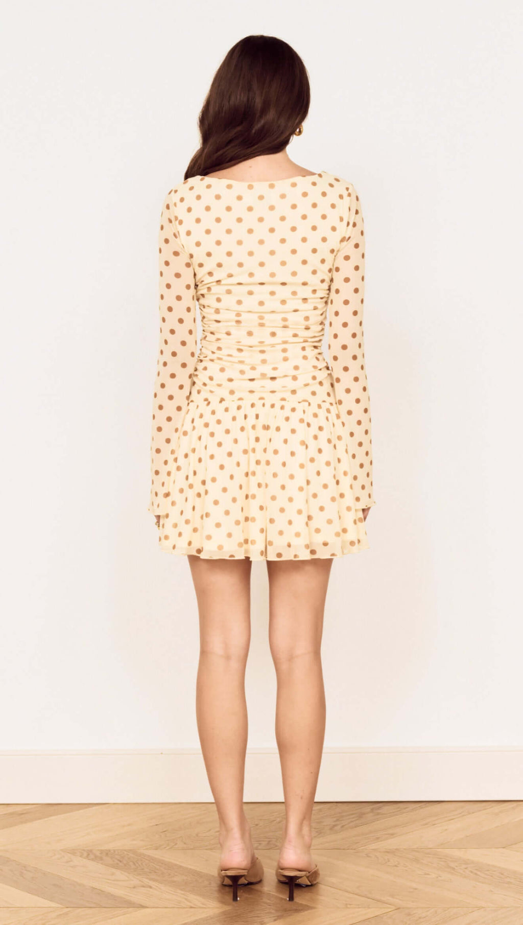 Minkpink Butter Yellow Polka Dot Mini Dress with Drop Waist in Butter Spot