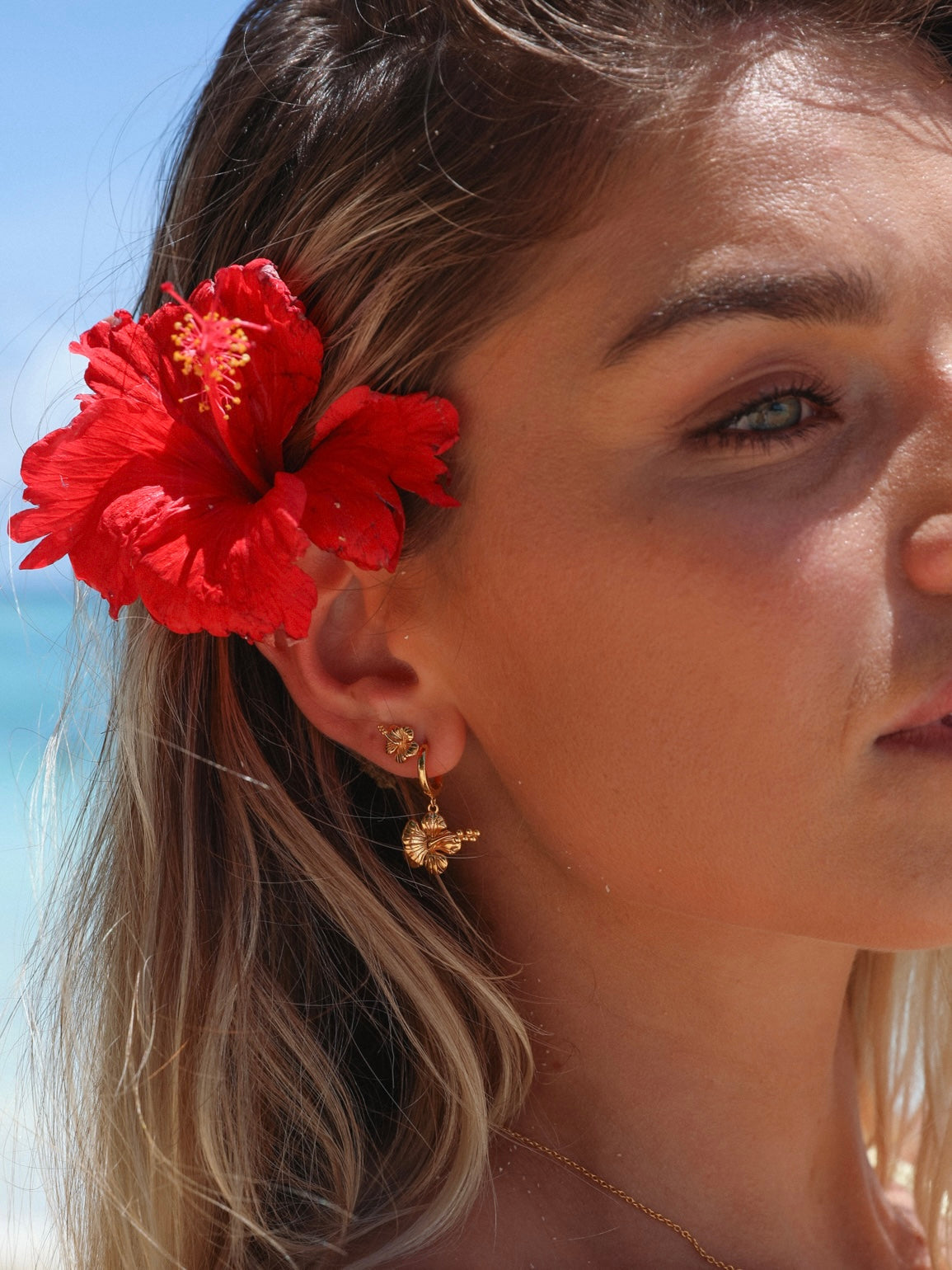 Malakai The Label Hibiscus Hoops 18K Gold Vermeil in Default Title
