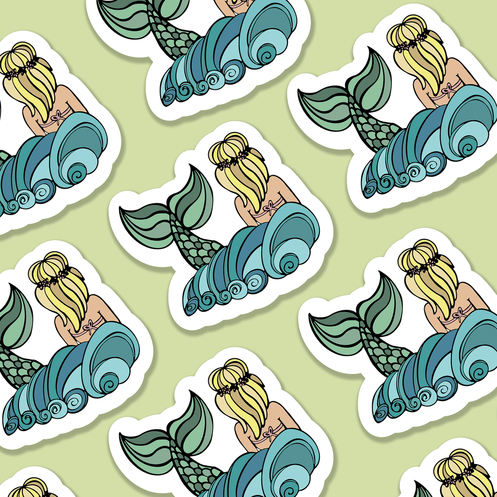 Trevena & Co Mermaid Illustration Vinyl Sticker in Single