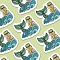 Trevena & Co Mermaid Illustration Vinyl Sticker in Single