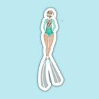 Free Diver Girl Illustration Vinyl Sticker