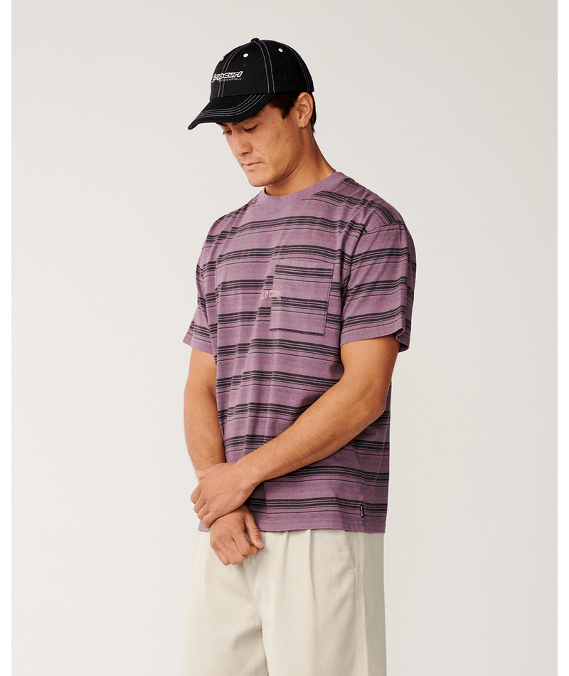 Rip Curl Disorder Stripe Tee in DUSTY PURPLE