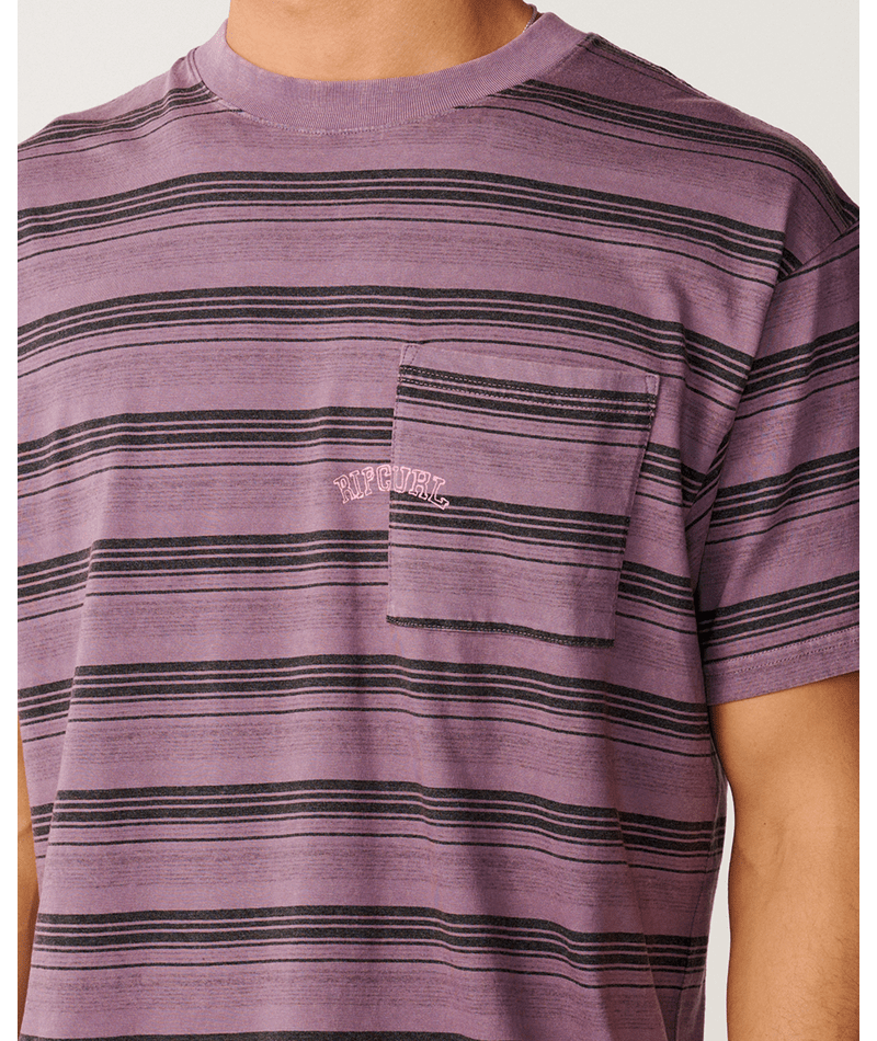 Rip Curl Disorder Stripe Tee in DUSTY PURPLE