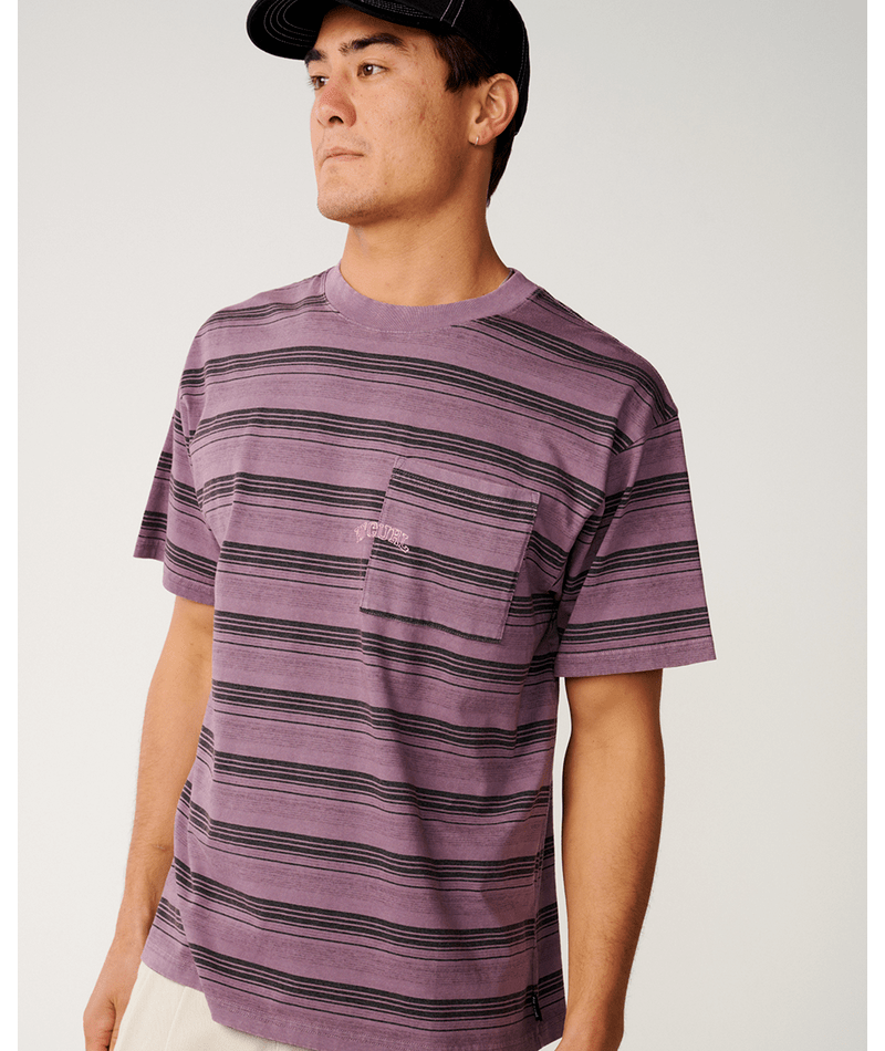 Rip Curl Disorder Stripe Tee in DUSTY PURPLE