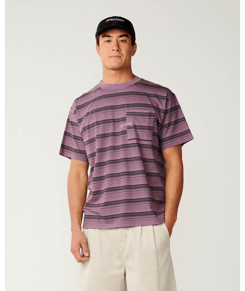 Rip Curl Disorder Stripe Tee in DUSTY PURPLE