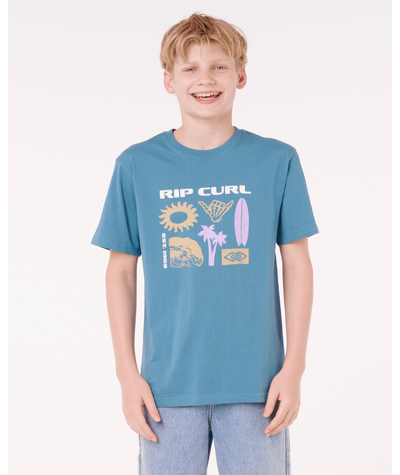 Rip Curl Island Paradiso Logo Tee -Boy in STORM BLUE