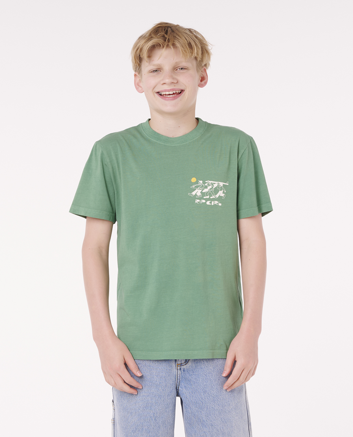 Rip Curl Aots Ty Dudes Tee-Boy in LEAF GREEN