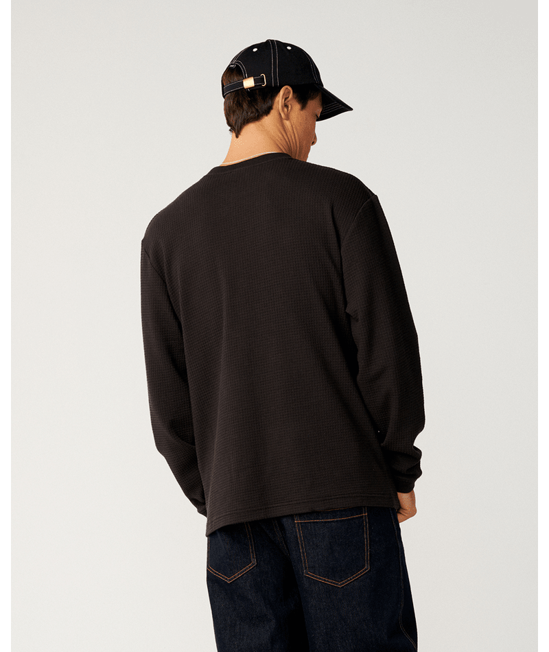 Rip Curl Premium Surf Waffle L/S  Tee in WASHED BLACK