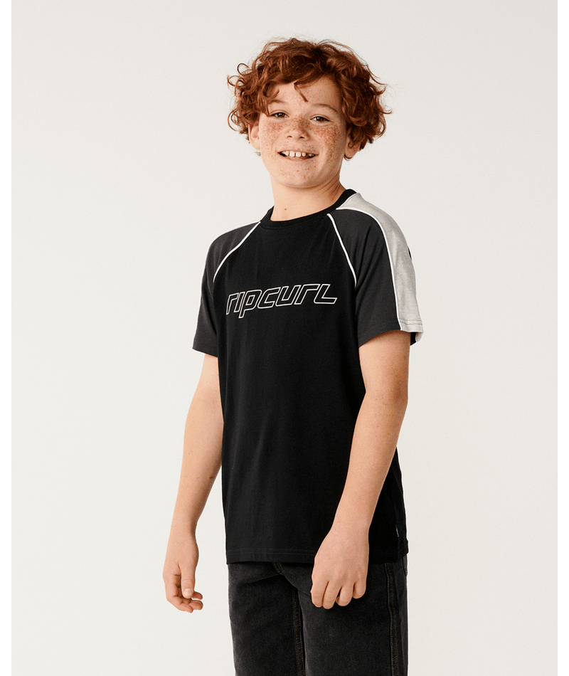 Rip Curl Panel Beater Tee-Boy in BLACK