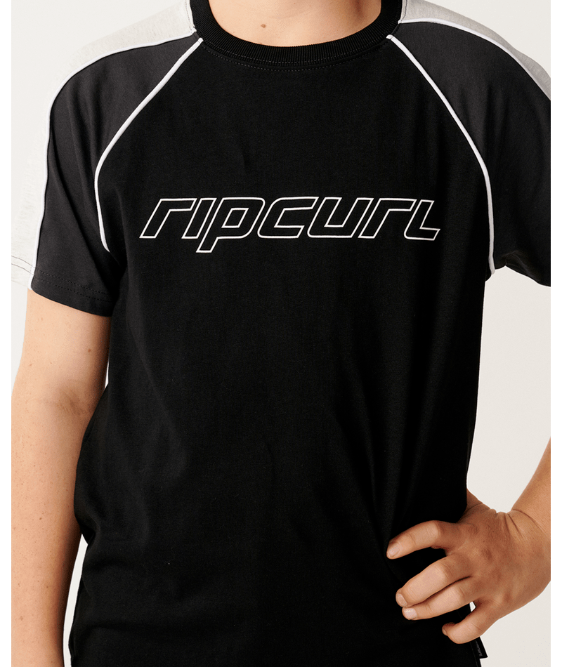 Rip Curl Panel Beater Tee-Boy in BLACK