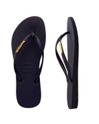 Havaianas Slim Metal Logo Black/Gold in Black/Gold