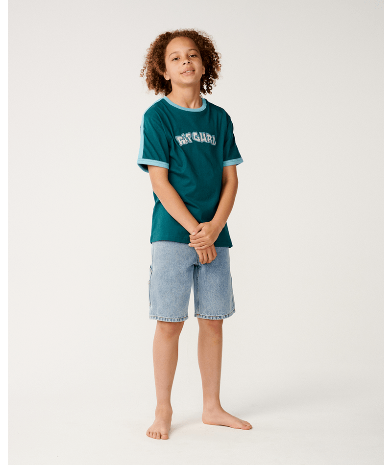 Rip Curl Surf Shack Logo Tee-Boy in BLUE GREEN