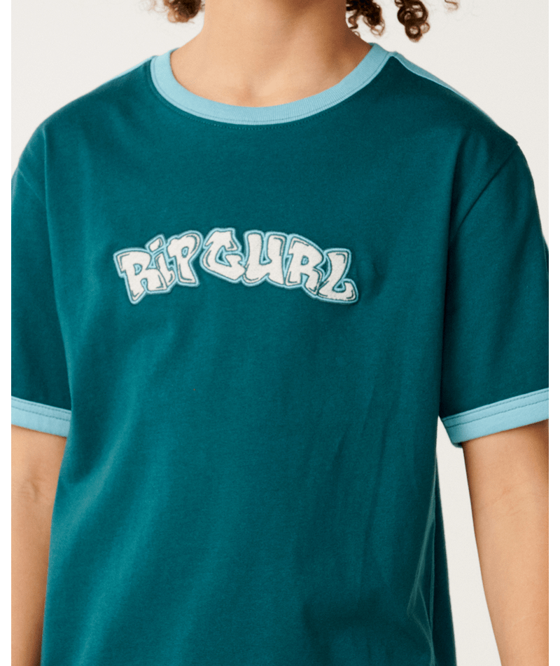 Rip Curl Surf Shack Logo Tee-Boy in BLUE GREEN