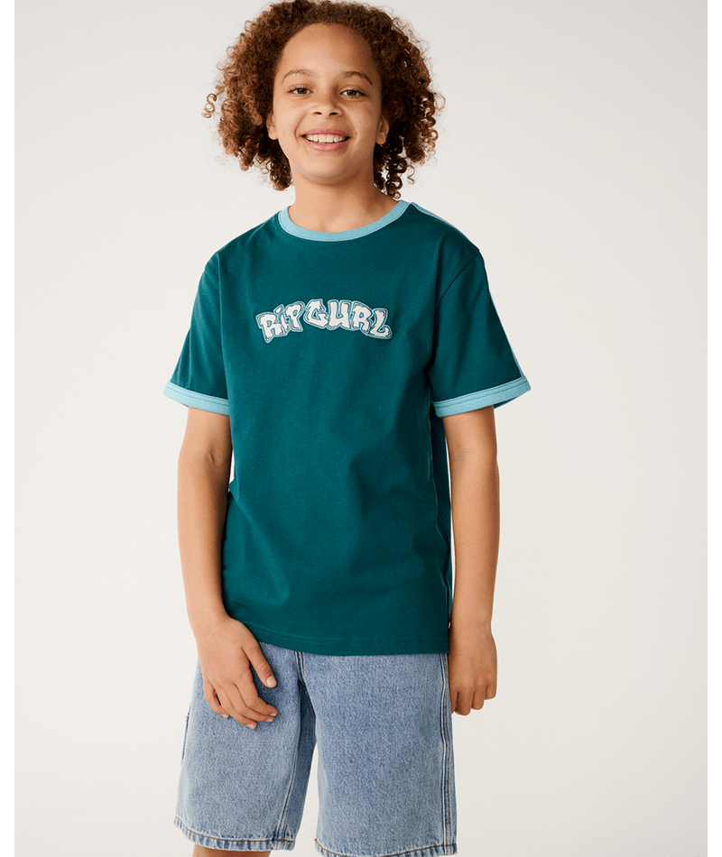 Rip Curl Surf Shack Logo Tee-Boy in BLUE GREEN