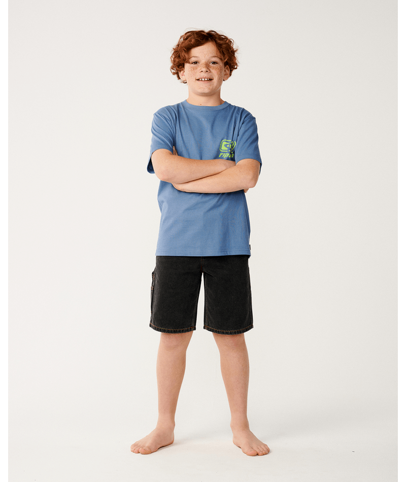 Rip Curl Archive Ripped Tee-Boy in BLUEFIN