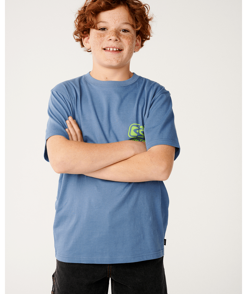 Rip Curl Archive Ripped Tee-Boy in BLUEFIN