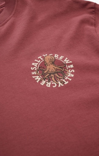 Globe Tentacles Premium Ss Tee in BURGUNDY