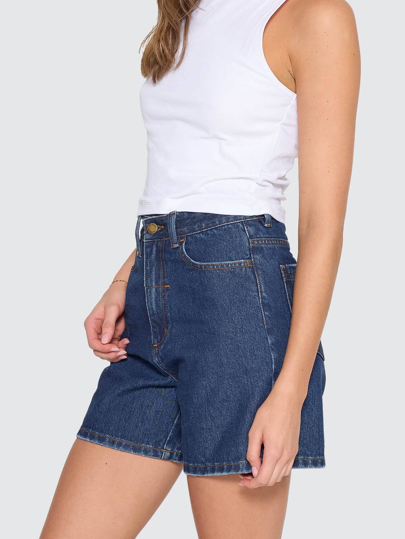 Thrills Co Koko High Rise Short - Rinsed Ink in Rinsed Ink