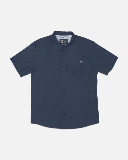 Salty Crew Flagship Uv Button Up in MID BLUE
