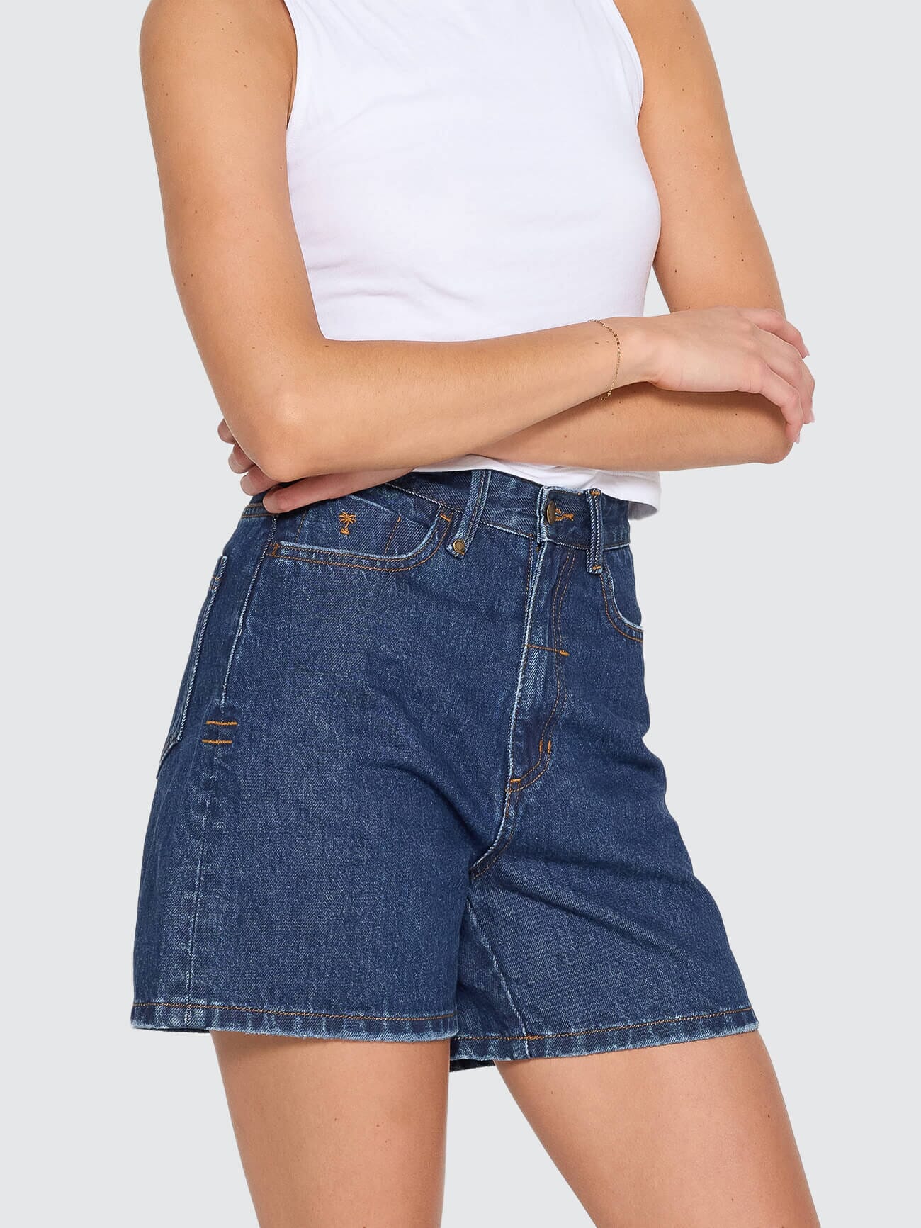 Thrills Co Koko High Rise Short - Rinsed Ink in Rinsed Ink