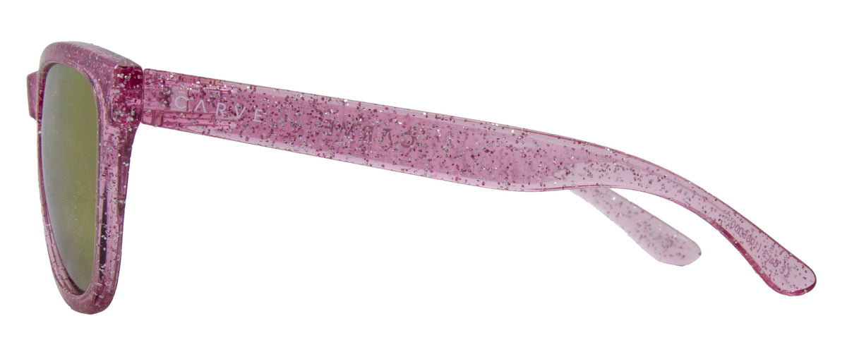 Carve Cali Junior - Kids Crystal Pink Glitter Frame with Grey with Pink Iridium Lens in Single
