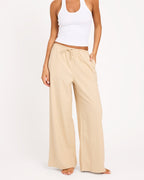 Roxy Womens Lolani Elastic Waist Pants in Pebble