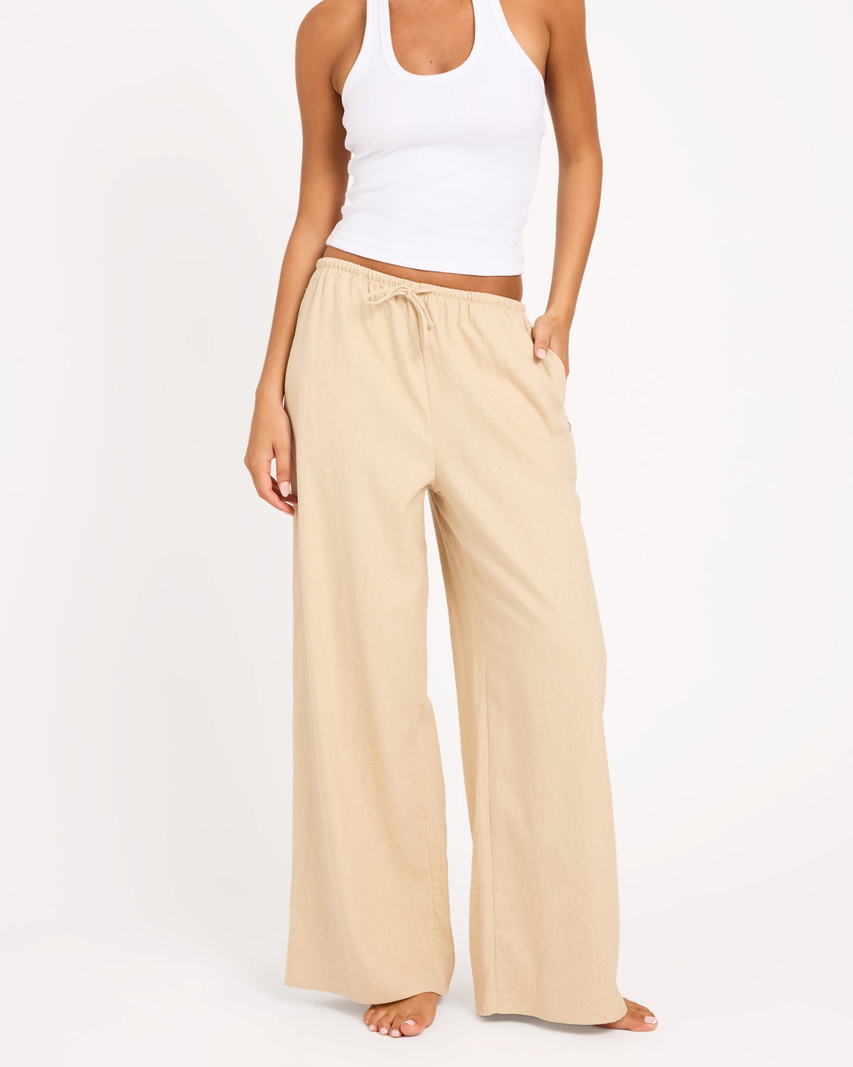 Roxy Womens Lolani Elastic Waist Pants in Pebble