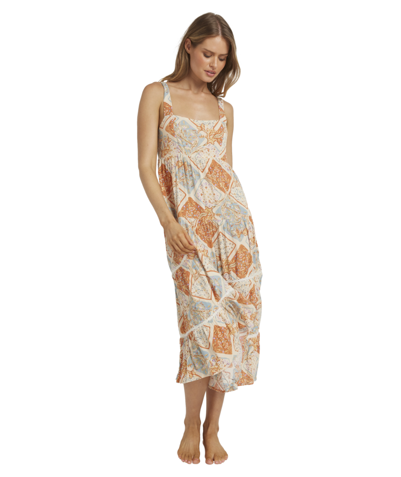Billabong Forever Folk Shine Midi Dress in WHITECAP