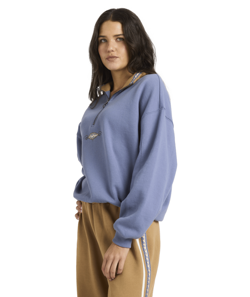 Billabong Wave Break Half Zip Crew in STONE BLUE