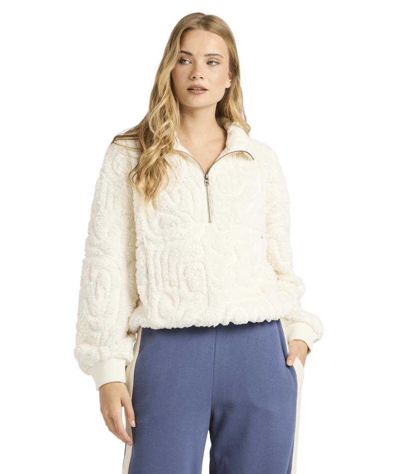 Billabong Le Love Half Zip Crew in SALT CRYSTAL