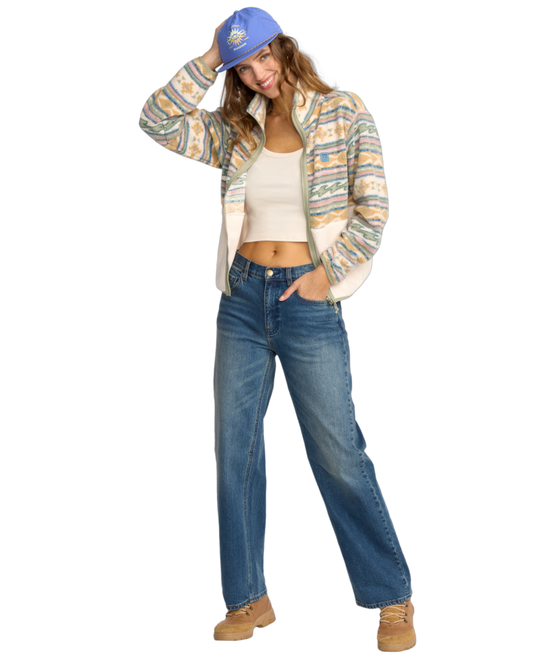 Billabong Rock Jetty Mock Neck Zip Flc in WHITECAP