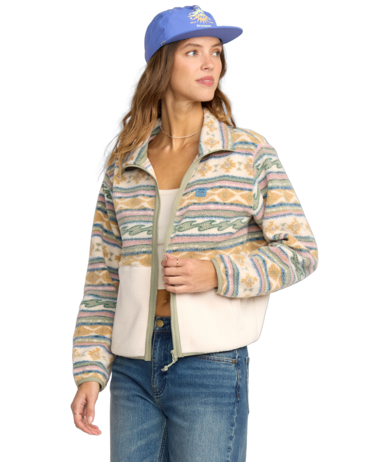 Billabong Rock Jetty Mock Neck Zip Flc in WHITECAP