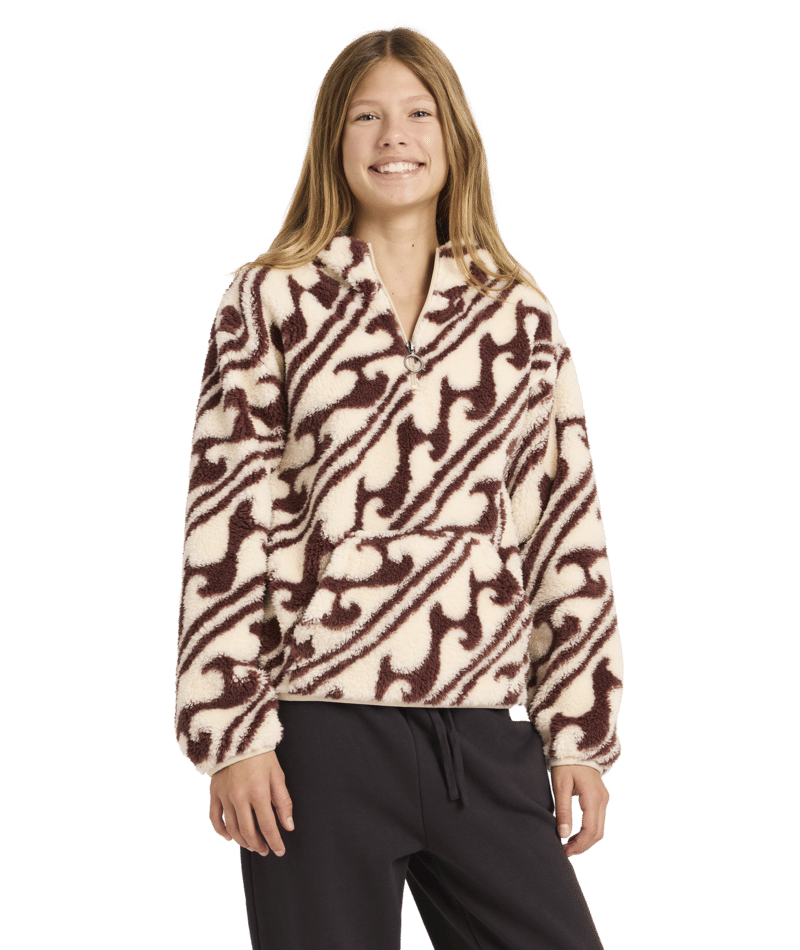 Billabong Dark Wave Half Zip Hoodie in TEAK