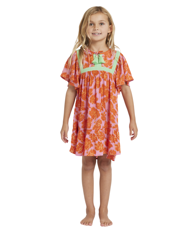 Billabong Happy Hibiscus Dress in PARTY PINK