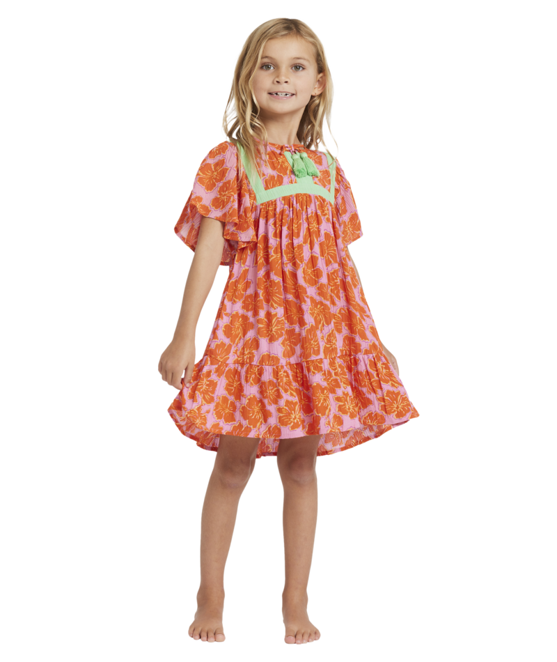 Billabong Happy Hibiscus Dress in PARTY PINK