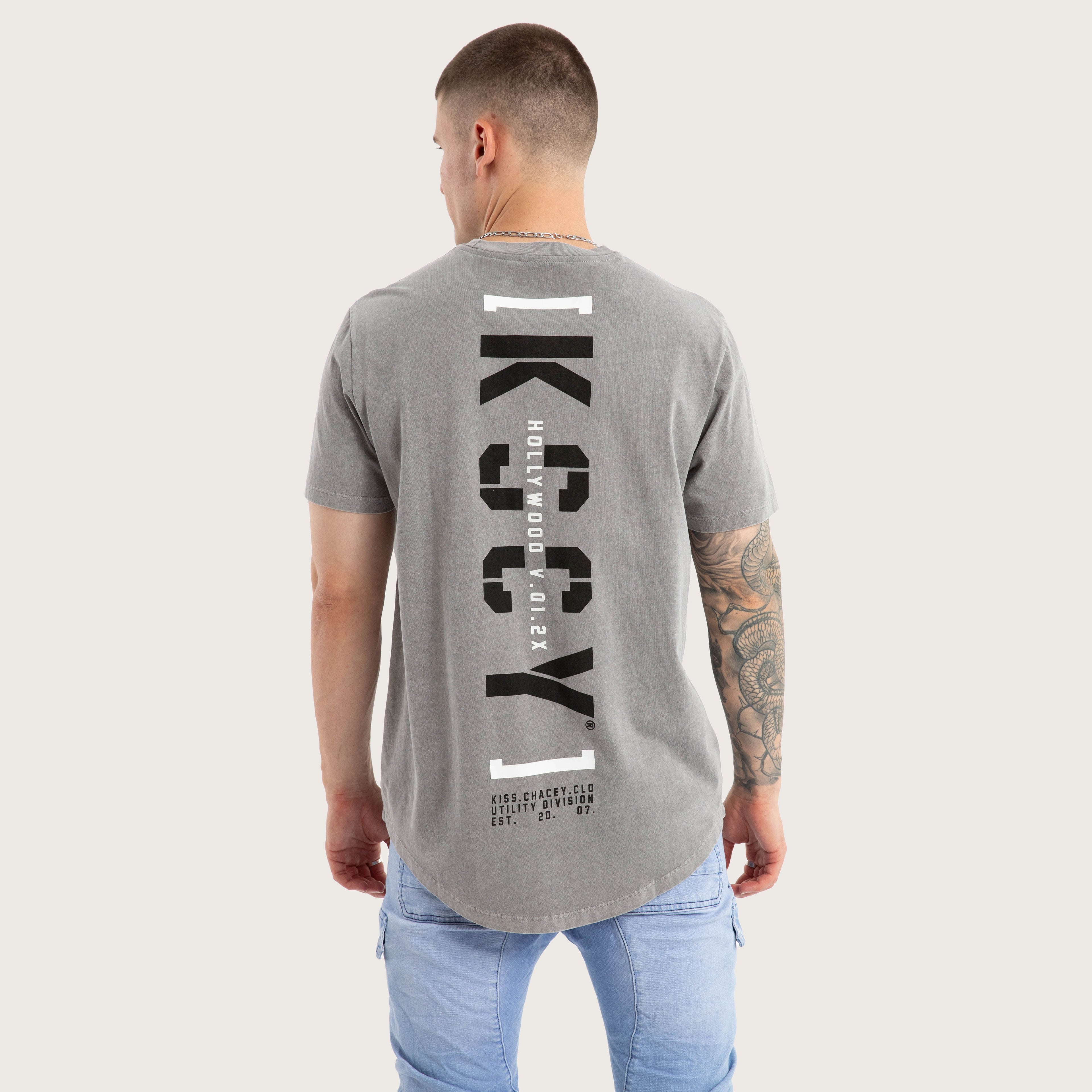 Kiss Chacey Unleashed Dual Curved Tee in Pigment Frost Grey