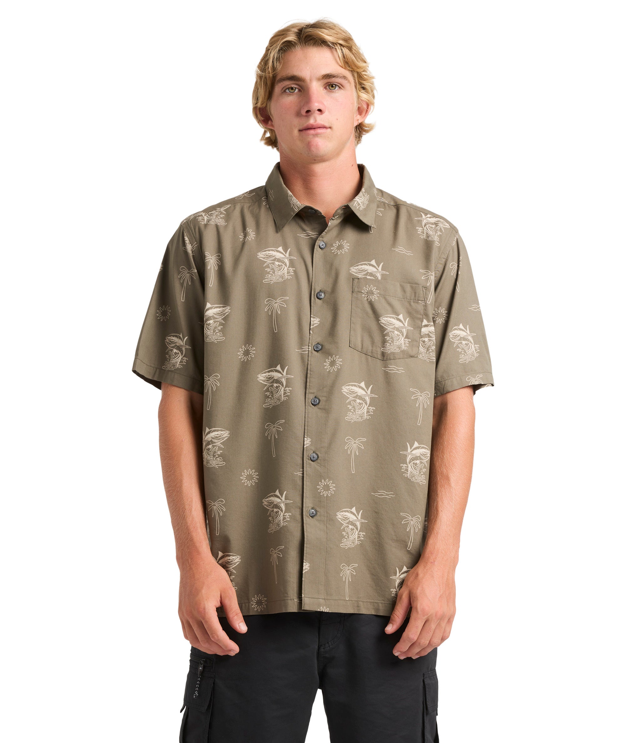 Quiksilver Atoll Ss Shirt in OLIVE
