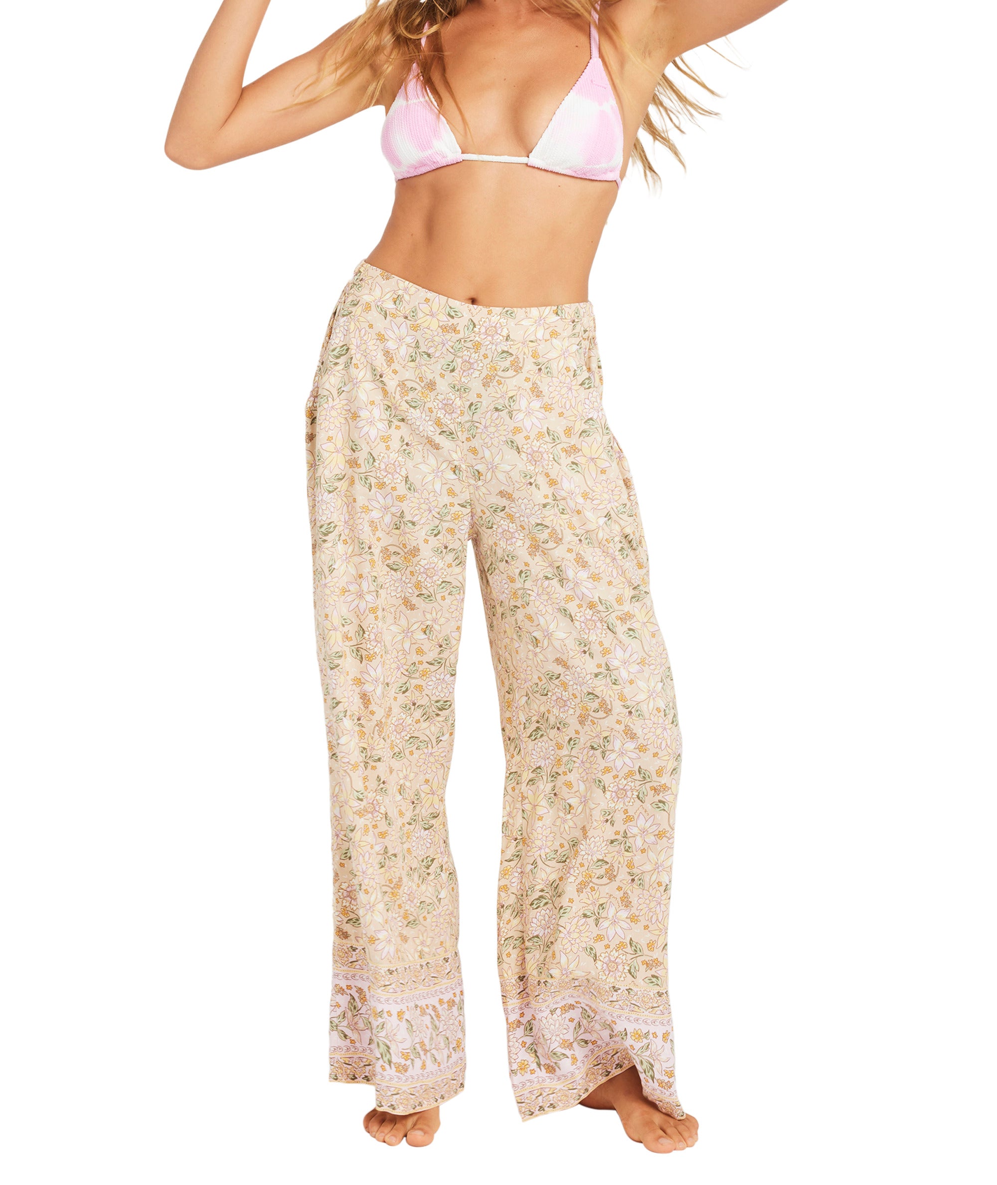 Roxy Garland Wide Leg Pant in STONE