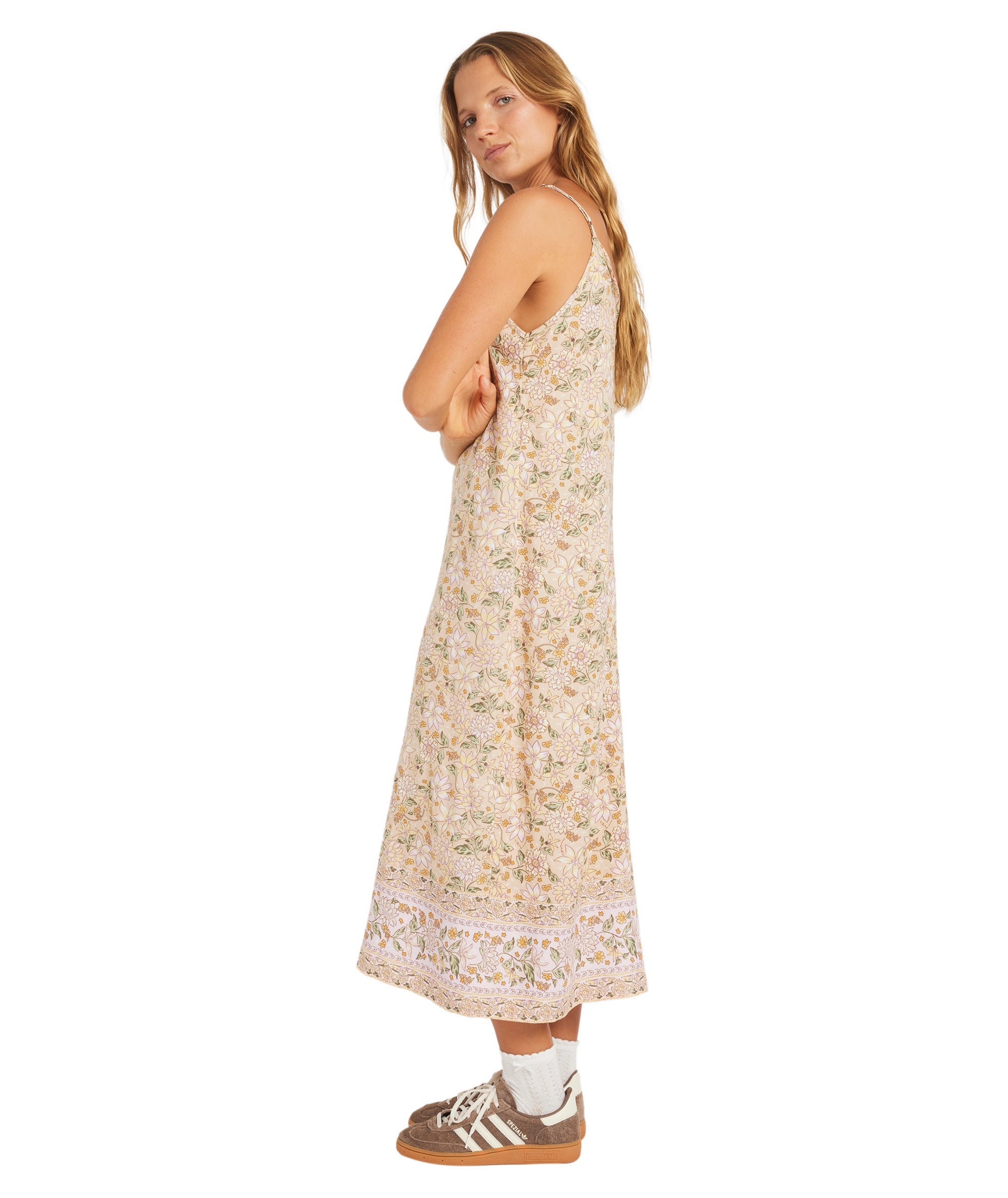 Roxy Garland Midi Dress in STONE