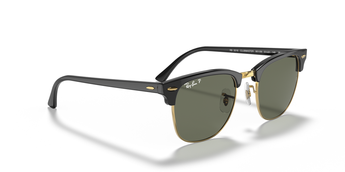 Ray-Ban® CLUBMASTER BLACK G-15 GREEN in Black & Gold