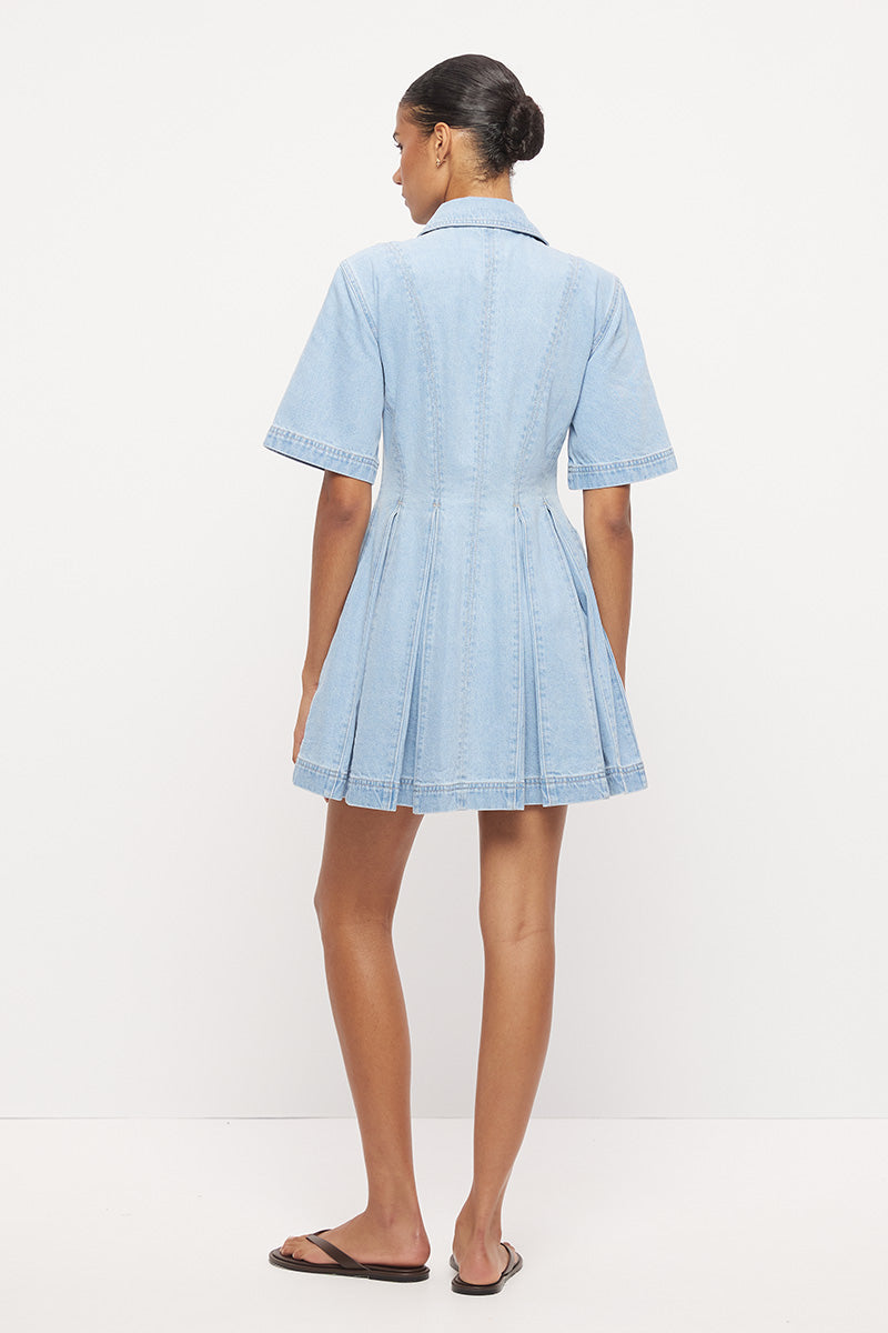 Mon Renn Hallie Denim Shirt Dress Light Blue in Light Blue