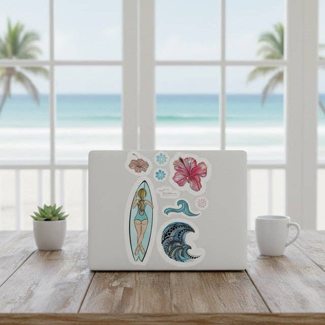 Trevena & Co Surfer Girl Sticker Sheet in Single