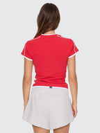 Thrills Co Tournament Of Roses V Neck Club Tee - Winning Red in Winning Red